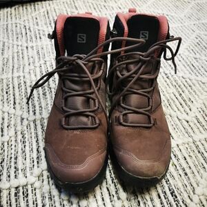 Salomon Dark Brown and Red Hiking Boots